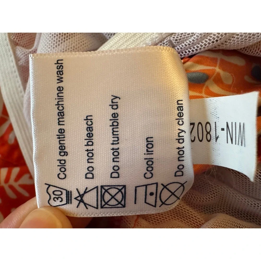 Tom & Teddy Mens Orange Leaf Print Swim Trunks Size Large Elastic Waist Shorts